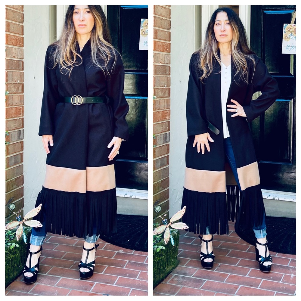 Made In Italy Most Fabulous Fringe belted Coat - Picture 4 of 12